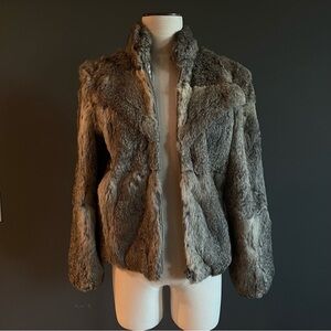 Indie Sleaze Wilsons Leather Gray Rabbit Fur Jacket
